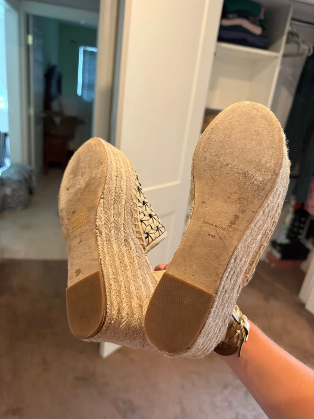 Tory Burch Basketweave Espadrille Wedges